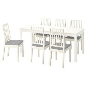 [IKEA/イケア/通販]EKEDALEN エーケダーレン / EKEDALEN エーケダーレン テーブル＆チェア6脚, ホワイト ホワイト/オッルスタ ライトグレー[8](a)(09482730)