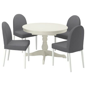 [IKEA/イケア/通販]INGATORP インガートルプ / DANDERYD ダンデリード テーブル＆チェア4脚, ホワイト ホワイト/ヴィースレ グレー[7](a)(79483953)