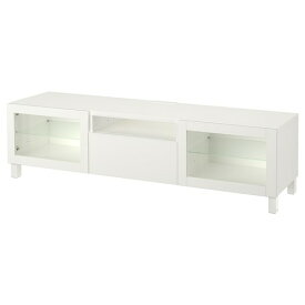 [IKEA/イケア/通販]BESTA ベストー テレビ台, ホワイト/ラップヴィーケン/ストゥッバルプ ホワイトクリアガラス[14](a)(59398951)