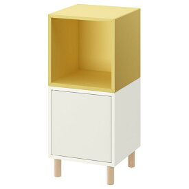 [IKEA/イケア/通販]EKET エーケト キャビネットコンビネーション 脚付き, ホワイト ペールイエロー/木製[4](d)(69555422)