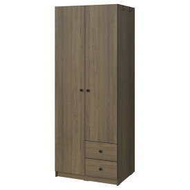 [IKEA/イケア/通販]BRUKSVARA ブルクスヴァーラ ワードローブ 扉2枚+引き出し2段付き, ブラウン[LL](c)(00556056)