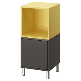 [IKEA/イケア/通販]EKET エーケト キャビネットコンビネーション 脚付き, ダークグレー ペールイエロー/メタル[4](d)(09555420)
