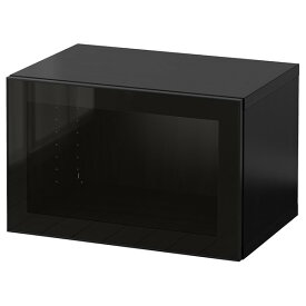 [IKEA/イケア/通販]BESTA ベストー 壁取り付け式キャビネットコンビネーション, ブラックブラウン/グラスヴィーク ブラック[4](a)(39441615)