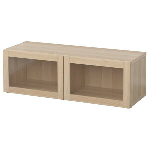 [IKEA/�C�P�A/�ʔ�]BESTA �x�X�g�[ �V�F���t���j�b�g �K���X���t, �z���C�g�X�e�C���I�[�N��/�V���h���B�[�N �z���C�g�X�e�C���I�[�N�� �N���A�K���X[5](a)(99047664)