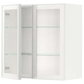 [IKEA/イケア/通販]METOD メトード ウォールキャビネット 棚板/ガラス扉2枚付き, ホワイト/ヘイスタ ホワイトクリアガラス[6](a)(09490565)