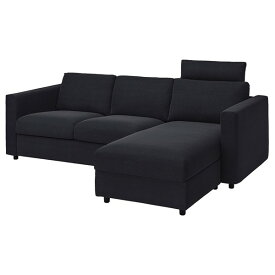 [IKEA/イケア/通販]VIMLE ヴィムレ 3人掛けソファ 寝椅子付き, ヘッドレスト付き サクセマーラ/ブラックブルー[10](a)(09399137)