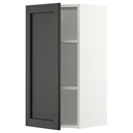 [IKEA/イケア/通販]METOD メトード ウォールキャビネット 棚板付き, ホワイト/レルヒッタン ブラックステイン[4](a)(59450053)
