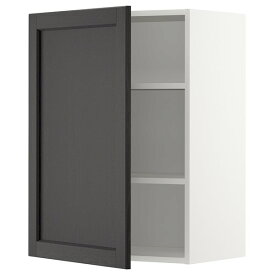 [IKEA/イケア/通販]METOD メトード ウォールキャビネット 棚板付き, ホワイト/レルヒッタン ブラックステイン[4](a)(49452868)