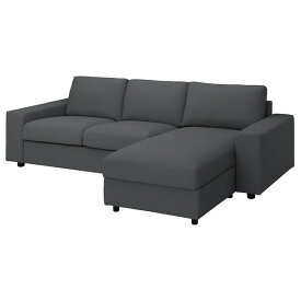 [IKEA/イケア/通販]VIMLE ヴィムレ 3人掛けソファ 寝椅子付き, ワイドアームレスト付き/ハーラルプ グレー[8](a)(29401417)