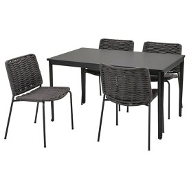 [IKEA/イケア/通販]TEGELON テーゲローン / TEGELON テーゲローン テーブル＋チェア4 屋外用, ダークグレー/ブラック[5](a)(19431189)