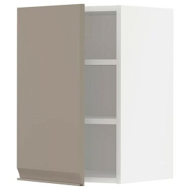 [IKEA/イケア/通販]METOD メトード ウォールキャビネット 棚板付き, ホワイト/ウップローヴ マットダークベージュ[4](a)(59491949)