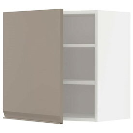 [IKEA/イケア/通販]METOD メトード ウォールキャビネット 棚板付き, ホワイト/ウップローヴ マットダークベージュ[4](a)(09492121)