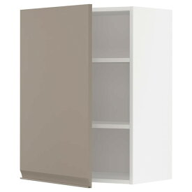 [IKEA/イケア/通販]METOD メトード ウォールキャビネット 棚板付き, ホワイト/ウップローヴ マットダークベージュ[4](a)(79492387)