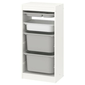 [IKEA/イケア/通販]TROFAST トロファスト 収納コンビネーション ボックス/トレイ付, ホワイト グレー/ホワイト[5](d)(09478380)