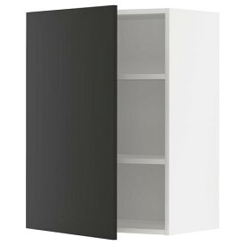 [IKEA/イケア/通販]METOD メトード ウォールキャビネット 棚板付き, ホワイト/ニッケボー マットチャコール[4](a)(29498966)