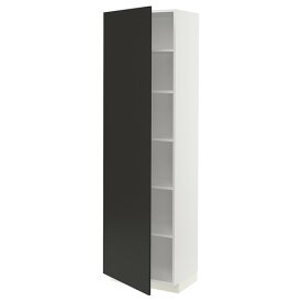 [IKEA/イケア/通販]METOD メトード ハイキャビネット 棚板付き, ホワイト/ニッケボー マットチャコール[6](a)(79497846)