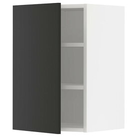 [IKEA/イケア/通販]METOD メトード ウォールキャビネット 棚板付き, ホワイト/ニッケボー マットチャコール[4](a)(29498546)