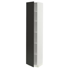 [IKEA/イケア/通販]METOD メトード ハイキャビネット 棚板付き, ホワイト/ニッケボー マットチャコール[6](a)(89498124)