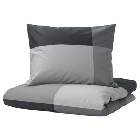 [IKEA/イケア/通販]BRUNKRISSLA ブルーンクリスラ 掛け布団カバー＆枕カバー, ブラック[A](b)(10564584)