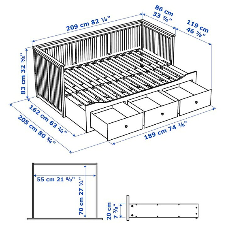 楽天市場】[IKEA/イケア/通販]HEMNES ヘムネス デイベッド 引き出し3 