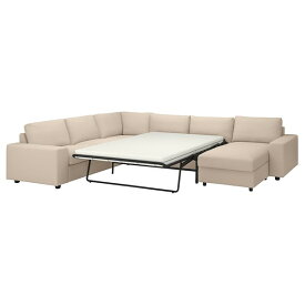 [IKEA/イケア/通販]VIMLE ヴィムレ 5人掛けコーナーソファベッド、寝椅子付き, ワイドアームレスト付き/ハーラルプ ベージュ[11](a)(99537016)
