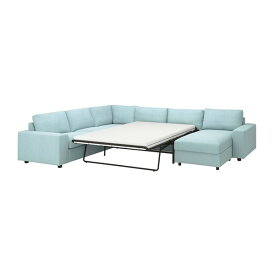 [IKEA/イケア/通販]VIMLE ヴィムレ 5人掛けコーナーソファベッド、寝椅子付き, ワイドアームレスト付き/サクセマーラ ライトブルー[11](a)(39537180)