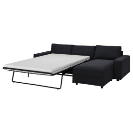 [IKEA/イケア/通販]VIMLE ヴィムレ 3人掛けソファベッド 寝椅子付き, ワイドアームレスト付き/サクセマーラ ブラックブルー[10](a)(19537223)