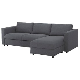 [IKEA/イケア/通販]VIMLE ヴィムレ 3人掛けソファベッド 寝椅子付き, グンナレド ミディアムグレー[10](a)(59545283)