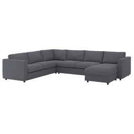 [IKEA/イケア/通販]VIMLE ヴィムレ 5人掛けコーナーソファベッド、寝椅子付き, グンナレド ミディアムグレー[12](a)(89545267)