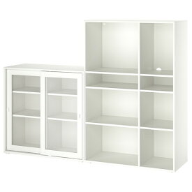 [IKEA/イケア/通販]VIHALS ヴィーハルス 収納コンビネーション ガラス扉付き, ホワイト/クリアガラス[4](a)(69555610)