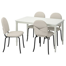 [IKEA/イケア/通販]DANDERYD ダンデリード / EBBALYCKE エッバリッケ テーブル＆チェア4脚, ホワイト/イーデクッラ ベージュ[6](a)(49560127)