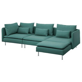[IKEA/イケア/通販]SODERHAMN ソーデルハムン 4人掛けソファ 寝椅子付き, ケーリンゲ グレーターコイズ[8](a)(29514532)