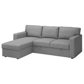 [IKEA/イケア/通販]BARSLOV ボースローブ 3人掛けソファベッド 寝椅子付き, ティッブレビ ベージュ/グレー[3](a)(50541595)