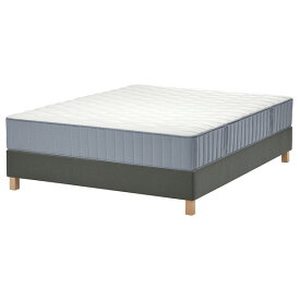 [IKEA/イケア/通販]LYNGOR リンゴール すのこベッド マットレス付き, ヴォーグストランダ かため/ライトブルー ダークグレー[5](a)(89551300)