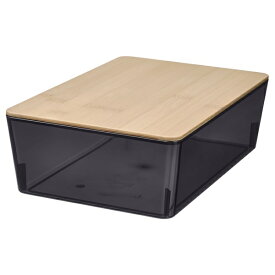 [IKEA/イケア/通販]KUGGIS クッギス ふた付きボックス, トランスペアレントブラック/竹[AA](29561298)