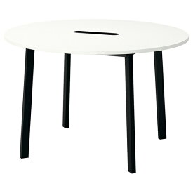 [IKEA/イケア/通販]MITTZON ミッツォーン 会議用テーブル, 丸形 ホワイト/ブラック[ID](69530436)