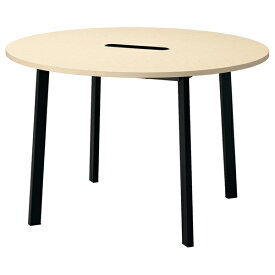 [IKEA/イケア/通販]MITTZON ミッツォーン 会議用テーブル, 丸形 バーチ材突き板/ブラック[ID](19530429)