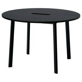[IKEA/イケア/通販]MITTZON ミッツォーン 会議用テーブル, 丸形 ブラックステインアッシュ材突き板/ブラック[ID](99530454)