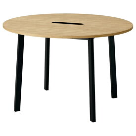 [IKEA/イケア/通販]MITTZON ミッツォーン 会議用テーブル, 丸形 オーク材突き板/ブラック[ID](29530457)