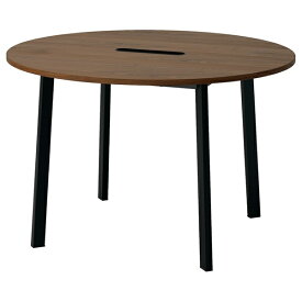 [IKEA/イケア/通販]MITTZON ミッツォーン 会議用テーブル, 丸形 ウォールナット材突き板/ブラック[ID](89530505)