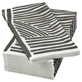 [IKEA/イケア/通販]NABBFISK ネッブフィスク 紙ナプキン, 模様入り ホワイト/ブラック[A](00568870)