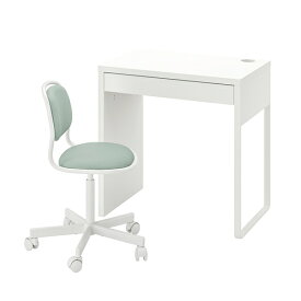 [IKEA/イケア/通販]MICKE/ORFJALL ミッケ/オルフィエル デスク&チェア, ホワイト/ライトグリーン[3](89553455)