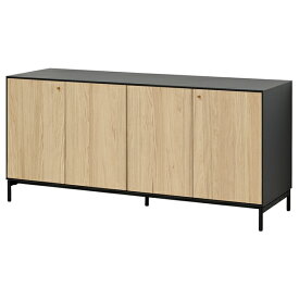 [IKEA/イケア/通販]BOASTAD ボアスタード サイドボード, ブラック/オーク材突き板[4](10507013)