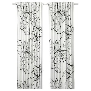 [IKEA/�C�P�A/�ʔ�]PELARKORSBAR �y�����V�����X�x�� �Ց��E�̌��J�[�e�� 1�g, �z���C�g/�u���b�N �t���[�����p�^�[��/�w�f�B���O�e�[�v�t��, 145x250 cm[B](00627681)