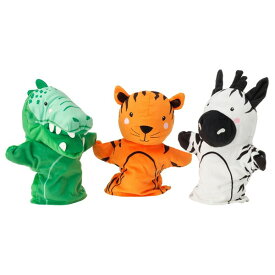 [IKEA/イケア/通販]NATTHAGER ナットヘーゲル ハンドパペット3点セット, クロコダイル シマウマ/トラ マルチカラー[B](90597255)