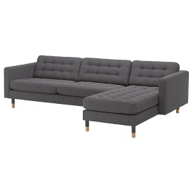 [IKEA/イケア/通販]LANDSKRONA ランズクローナ 4人掛けソファ, 寝椅子付き/グンナレド ダークグレー/ウッド[4](a)(19270365)