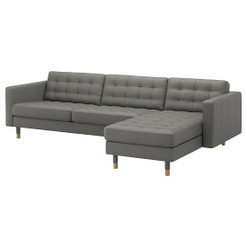 [IKEA/イケア/通販]LANDSKRONA ランズクローナ 4人掛けソファ, 寝椅子付き/グラン/ボームスタード グレーグリーン/ウッド[4](a)(89275802)