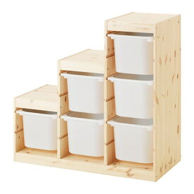 [IKEA/イケア/通販]TROFAST トロファスト 収納コンビネーション, ライトホワイトステインパイン/ホワイト【北欧デザインの見せるおもちゃ箱。子供部屋に最適なおしゃれ収納ラック】[7](d)(89240902)