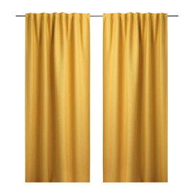 [IKEA/イケア/通販]VILBORG ヴィルボリ 遮光カーテン（わずかに透光） 1組, イエロー[B](c)(20375130)