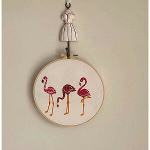 Pre-Printed Cotton Embroidery Kits,Easy for Starter Embroidery Kits,イLbg S҃Zbg }hJLbg Flamingo Embroidery Kits for Sta